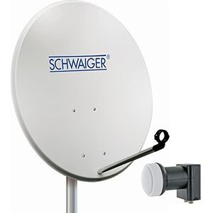 SCHWAIGER -SPI993 011- Satellietsysteem | Schotelantenne | 80 cm | Stalen schotelantenne | Twin LNB | digitaal | 2 deelnemers | 72 x 82 cm | lichtgrijs