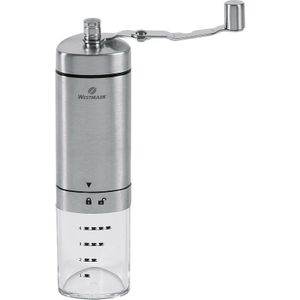 Westmark Brasilia 24902260 Handmatige koffiemolen met keramische molen, voor maximaal 4 kopjes koffie, schaalverdeling, lengte 20,5 cm, roestvrij staal/keramiek
