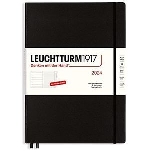 LEUCHTTURM1917 367693 Master weekplanner en notitieboek, A4 + 2024, met adresboek en verjaardag, 12 maanden, zwart