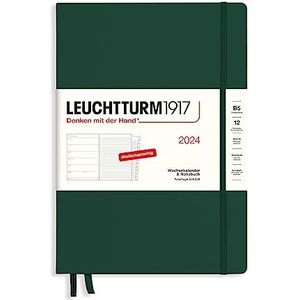 LEUCHTTURM1917 367749 Samenstelling weekplanner en notitieboek 2024 met adresboek en verjaardag, Duits bosgroen 12 maanden