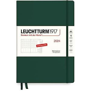 LEUCHTTURM1917 367843 Weekplanner Composition (B5) 2024, met extra boekje voor adressen en jubilea, bosgroen, Duits, 12 maanden