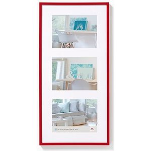 walther design fotolijst rood 3X 15x20 cm galerij met passe-partout, New Lifestyle kunststof lijst KV320R