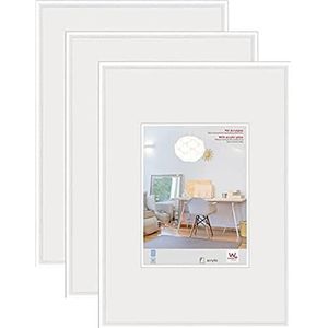 walther design KVX460W3 New Lifestyle kunststof fotolijst met kunstglas, 40 x 60 cm, wit, 3 stuks