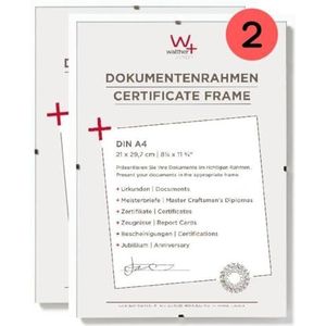 walther design fotolijst helder glas21 x 29,7 cm (DIN A4) Documentlijst dubbel pakket, frameloze fotohouder RB130KD