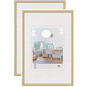 Walther Design Lot van 2 frames KV045GD New Lifestyle fotolijst van kunststof, 30 x 45 cm, goudkleurig