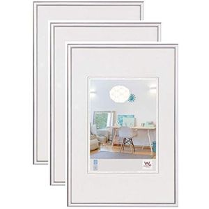 walther design KV460S3 New Lifestyle kunststof fotolijst, 40 x 60 cm, zilver, 3 stuks