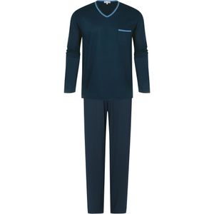 Mey - Leongatha - Pyjama - Donkerblauw - 100% Katoen, V-hals, Lange Mouwen, Comfort Tailleband