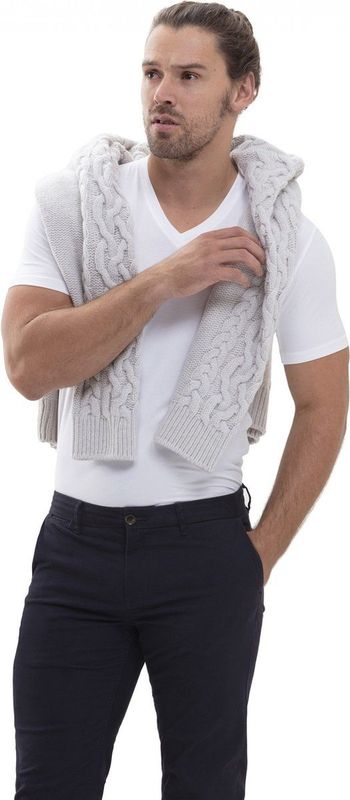 Mey - Hybride V-hals T-Shirt - Korte Mouwen - Zwart - Katoen/Polyester