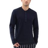 Mey Henley Shirt Lange Mouw Aarhus Heren - Indigo Katoen