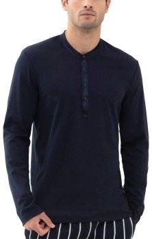 Mey Henley Shirt Lange Mouw Aarhus Heren - Indigo Katoen