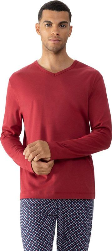 Mey Shirt Lange Mouw Solid Night Heren 30125 827 terra red