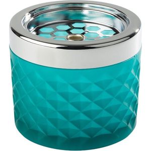 APS - Windasbak - Blauw - Ø 9,5 cm - Hoogte 8 cm - Verchroomd Metaal en Glas