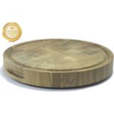 APS-Germany® Luxe Hakblok - Rond - 100% Eikenhout - Houten Snijplank - Ø33 x 4.8 cm