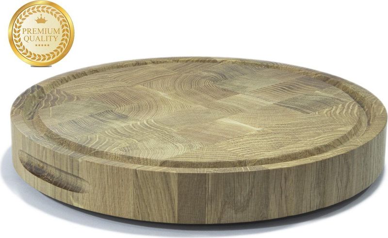 APS-Germany® Luxe Hakblok - Rond - 100% Eikenhout - Houten Snijplank - Ø33 x 4.8 cm