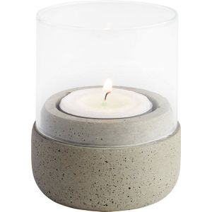 APS lantaarns, set van 2 ""Element"", waxinelichtje, verlichting, lantaarn gemaakt van grijs beton, onderkant beschermt meubel, Ø 6 cm, 7 cm hoogte