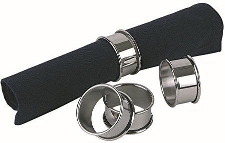 APS - Ronde Servetringen - Roestvrij Staal - Set van 4 - Hoogglans Gepolijst, Ø 4,7 cm, 2,2 cm Hoog