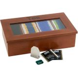 APS - Premium Houten Theedoos - 4 Compartimenten - Voor 120 Theezakjes - Met Kijkvenster