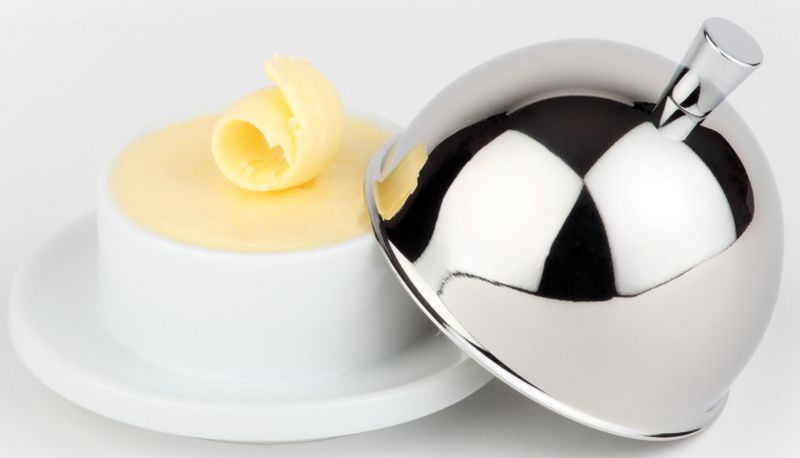 Botervloot ø9 cm - porselein/RVS