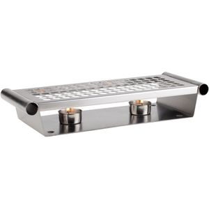 APS - 35343 - Bordenwarmer - Zilver - Roestvrij Staal, 2-pits, 13,5 x 34,5 cm, hoogte 6,5 cm