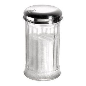 APS suikerdispenser, suikerdispenser, suikerstrooier, schroefdeksel met roestvrijstalen klep, met doseerklep, Ø 7,5 cm, 13,5 cm hoog, inhoud 320 ml