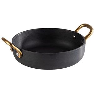 APS 40742 serveerpotje, aluminium, handgrepen van messing, Ø 15 cm, 0,5 liter, zwart