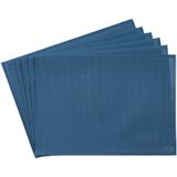 APS - Set van 6 - Placemat - Lichtblauw - Hittebestendig, Waterafstotend, Anti-Slip, Afwasbaar, 33 x 45 cm