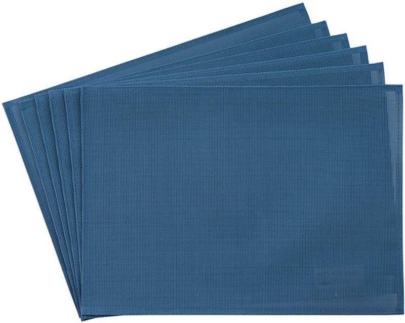 APS - Set van 6 - Placemat - Lichtblauw - Hittebestendig, Waterafstotend, Anti-Slip, Afwasbaar, 33 x 45 cm