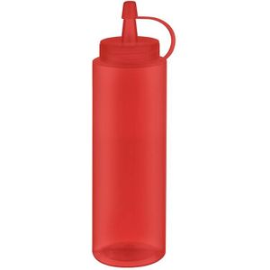 APS Knijpfles, set van 6 Ø 5 cm, H: 18 cm, 260 ml polyethyleen, rood met schroefdeksel met dop Vulopening: Ø 3 cm