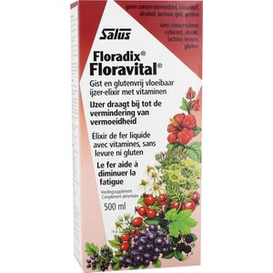 Salus Floradix Floravital - Vitaminen - Vegan ijzer-elixir met groente vruchten – Glutenvrij - 500ml