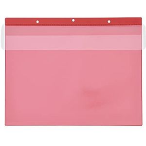 Etiketzakken met perforatie voor ophangen, liggend formaat A5, met beschermklep, rood, VE = 50 stuks