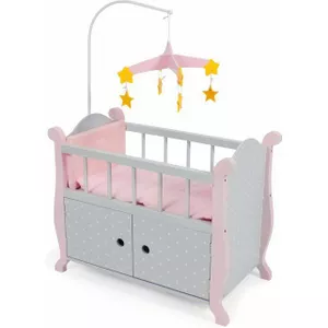 Bayer Chic 2000 Poppenwieg - Stijlvol Poppenbed Met Hemel & Inclusief Dekbed En Kussen - MDF - Wit/Roze - 37x50x78 Cm