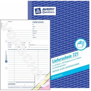 Avery Zweckform notitieboek met 1 kwitanties van tweede en derde pagina DIN A4, 3 x 50 vellen