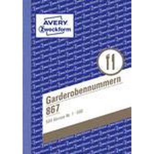 AVERY Zweckform 867 garderobenummers (DIN A6, 100 bladen/blok), diverse kleuren