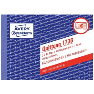 Avery Zweckform Formularbuch '1736' Quittung ECF