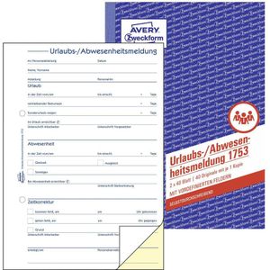 Urlaubsantrag din A5 selbstdurchschreibend 2 x 40 Bl. 1 Durchschlag