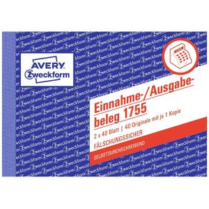 AVERY Zweckform Einnahme-/Ausgabebeleg Formularbuch 1755 - 2 x 40 Blatt