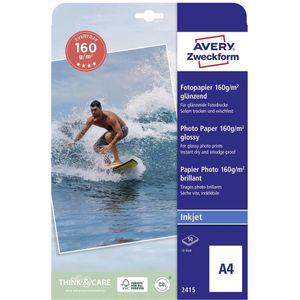 Avery Zweckform - Art. 2415 - Fotopapier - Wit - 50 Vellen - 160 g/m² - Glanzend