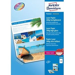 Avery - 100 Vellen Fotopapie - Glanzen - Premiu - Voorkant/Achterkan - 200 G/M²