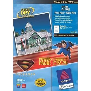 Avery Zweckform 2497 fotopapier DIN A4 inkjet hoogglanzend 230 g 50 vellen + 8 vellen gratis - Design Superman