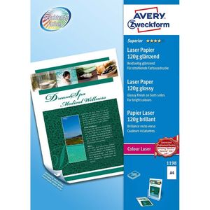 Avery - 1198-200 vellen hoogwaardig fotopapier, glanzend, 120 g/m². A4 – laserprint
