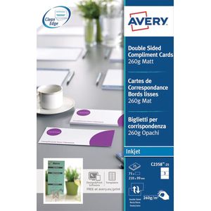 Avery Zweckform C2358-25 complimentenkaartjes wit 99 x 210 mm (75 stuks)