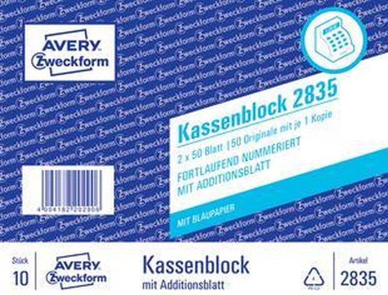 Formularbuch Kassenblock A6 2x50 Blatt