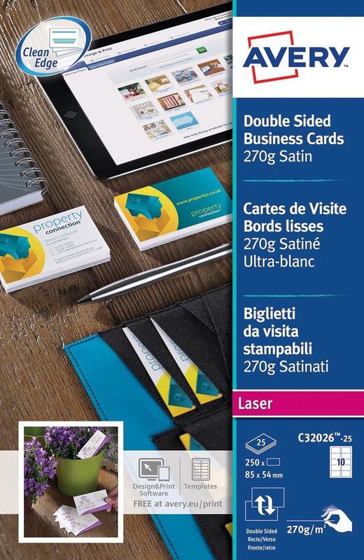 Visitekaart Avery C32026-25 2-zijdig 270gr 250stuks