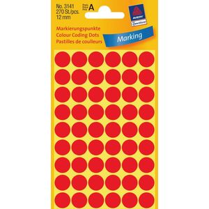 Huismerk Avery 3141 Ronde Etiket 12mm Rood