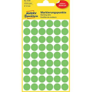 Avery Zweckform Markierungspunkte 12 mm 5 Blatt/270 Etiketten leuchtgr