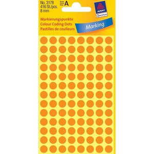 Huismerk Avery 3178 Ronde Etiket 8mm Oranje