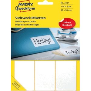 Avery - 3334 - Handmatige Etiket - 66x38mm - Wit - Avery Zweckform Etiketten