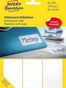 Avery Zweckform Etiketten 66x38mm VE=174 Stück weiß