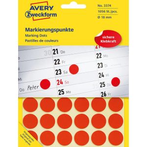Avery Zweckform Markierungspunkte 18 mm 22 Blatt/1056 Etiketten rot