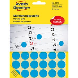Avery Zweckform Markierungspunkte 18 mm 22 Blatt/1056 Etiketten blau